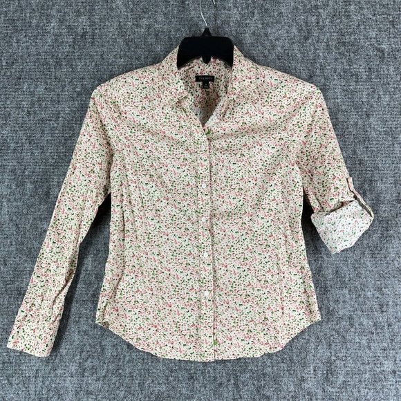Talbots Floral Button Down Shirt - Cream and Pink - Picture 1 of 12